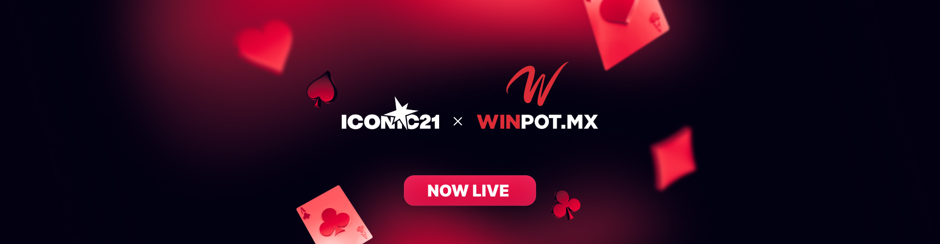 ICONIC21 x Winpot collaboration on a red background with text NOW LIVE